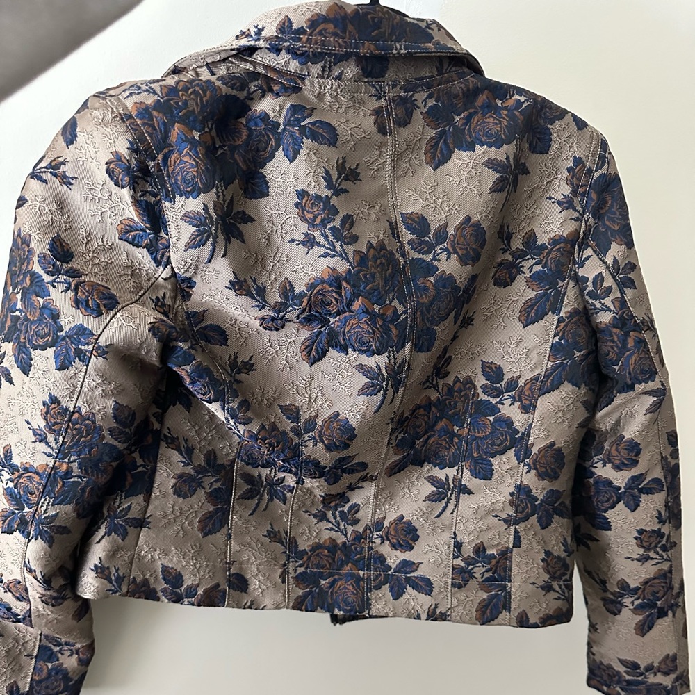 Blank Nyc Cropped Floral Moto Jacket Gem